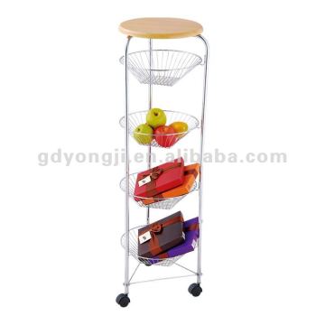 4 tiers round trolley