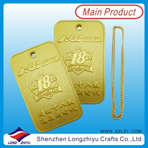 Dogtag Necklace Gold Plating Dog Tags with Ball Chain