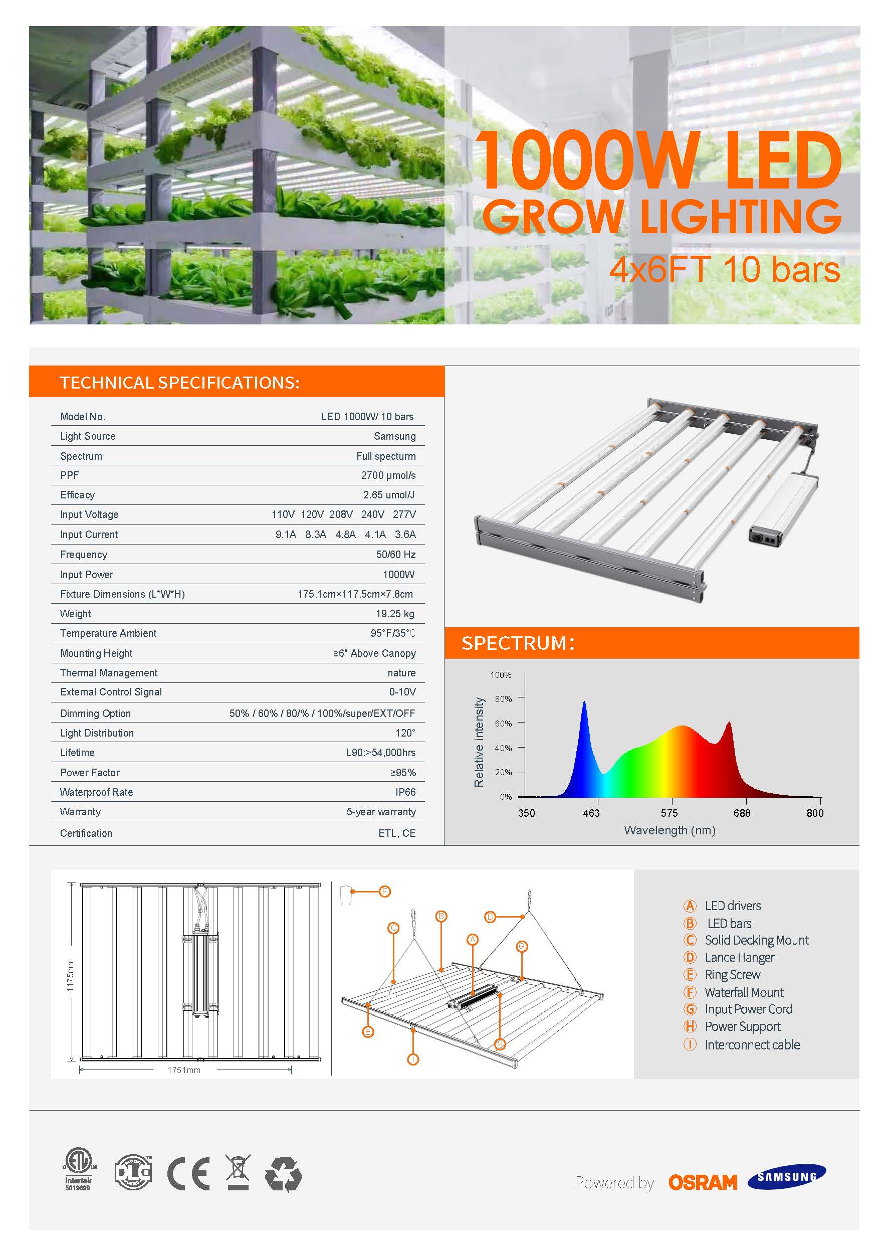 LED1000W-301B-10 bars 4x6ft LED1000W-301B-10 bars 4x6ft