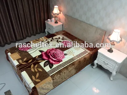 100% Polyester double Korean Style 1 side embossed wholesale Raschel blanket