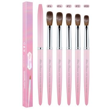 Shine Chance Elegant Textured Cute Nail Brush - Matte Pink Kolinsky Acrylic Nail Brush with Lid and Color Box
