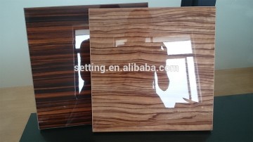 Two side same color wood grain uv board ,one side in high hlossy