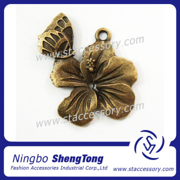 Antique Bronze Flower And Butterfly Charms Wedding Pendants