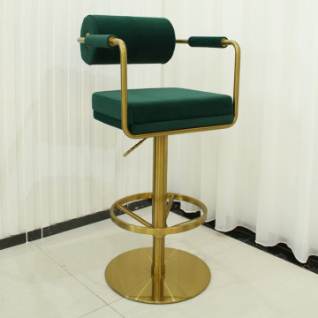 Modern Adjustable Metal Leather Lift and Rotate Bar Stools for Kitchen Counter Height