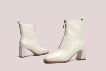 2021 high square heel front zipper lady boots