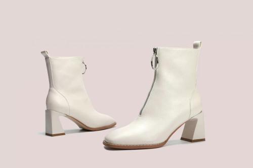 2021 high square heel front zipper lady boots