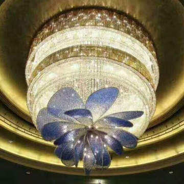 Modern Fan-Shaped K9 Crystal Chandelier for High Ceilings