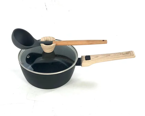 HotChef Wooden Effect Removable Handle Sauce Pan