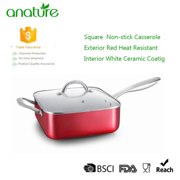 Best Selling Red Nonstick Square Deep Casserole