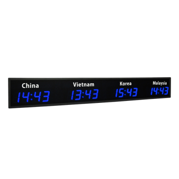 Cheetie CP034 2.3 นิ้วนาฬิกาแขวนดิจิตอล - LED World 4 โซนนาฬิกาที่มีชื่อเมืองที่แตกต่างกัน