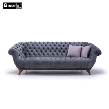 Crystal tufted sofa with crystal buttons