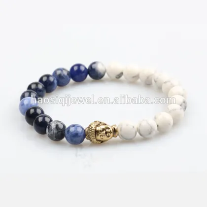 natural black agate stone bead bracelet yin yang stone jewelry buddha bracelet