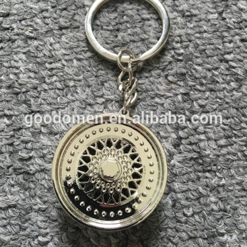 HellaFlush Car Wheel Hub Rim Metal Keychain with disc brake / Creative Accessories Auto Part Car Keyring