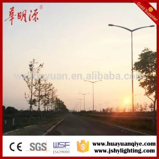 10meters steel street lighting poles with galvanized and powder coating single arm and dual arms