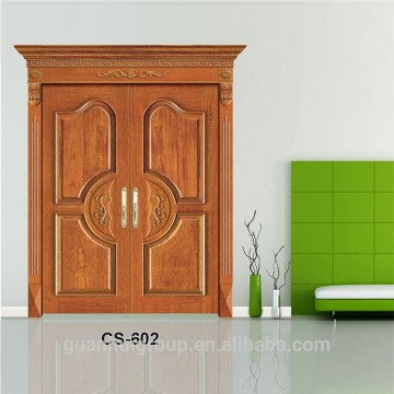 New design solid wooden door double leaf teak interior doors