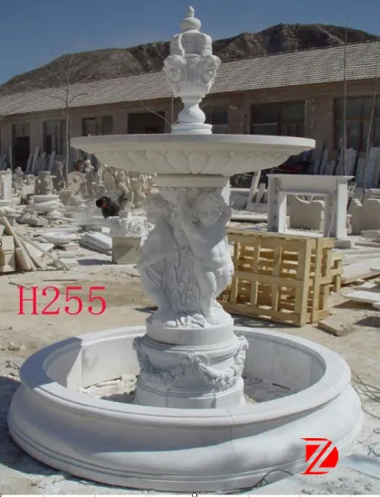 White stone baby angel fountain for garden