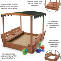 Covered Convertible Cedar Sandbox with Canopy Bench Seats