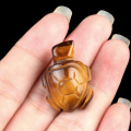 Tiger Eye 1.0Inch Turtle Ornament Handmade Craved Animal Figurine Tortoise Sculpture for Home Decoration