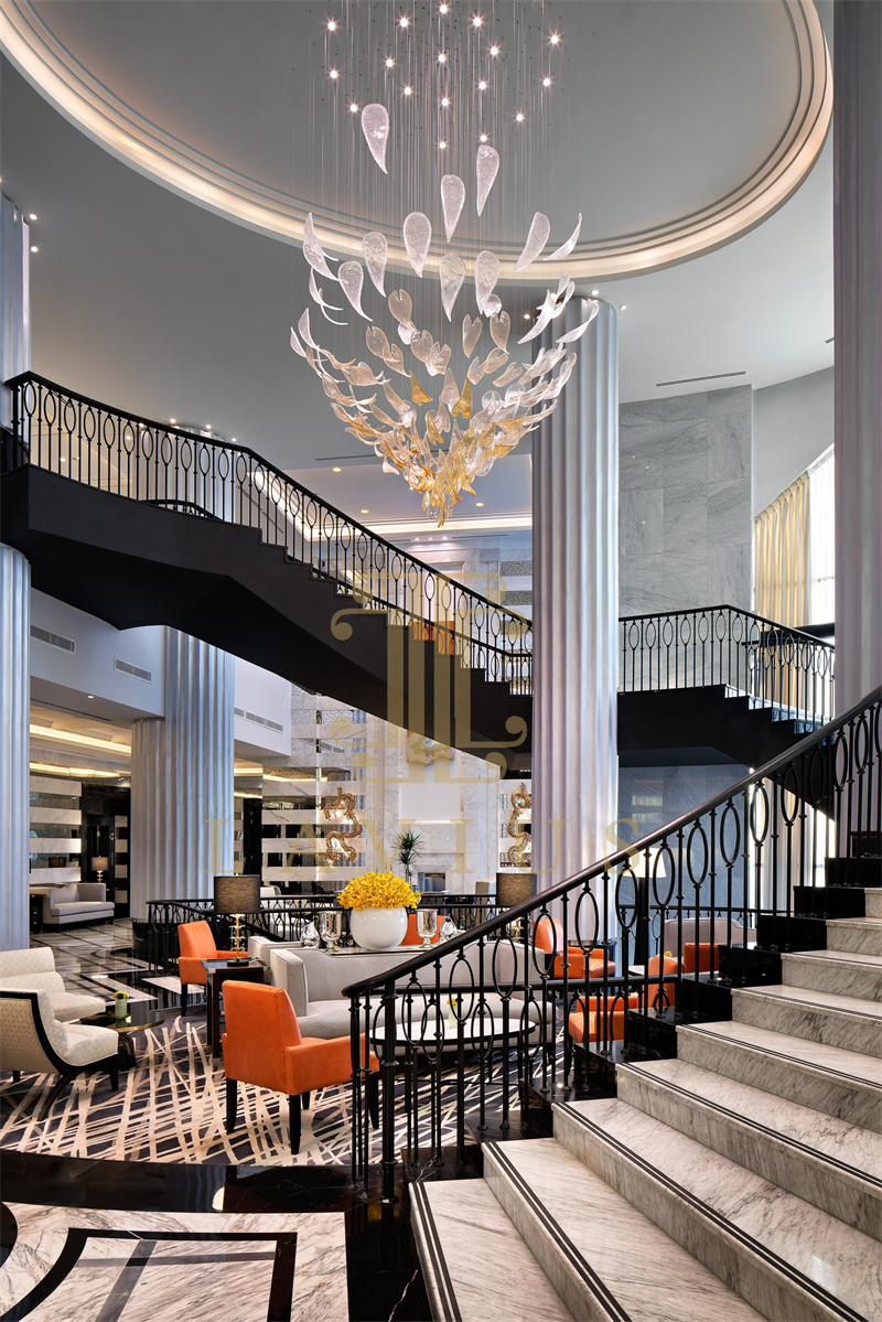 Ceiling chandelier for spiral staircase