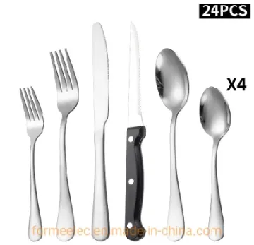 Cutlery Set 6 Pieces Restaurant Hotel Flatware Dinnerware Silverware Steak Knife Dinner Fork Spoon