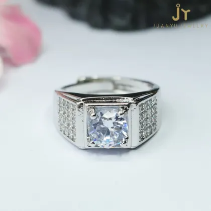 Wholesale Men's Jewelry: Topaz, Square Diamond, Zircon Charm, and Precious Stone Gemstone Rings