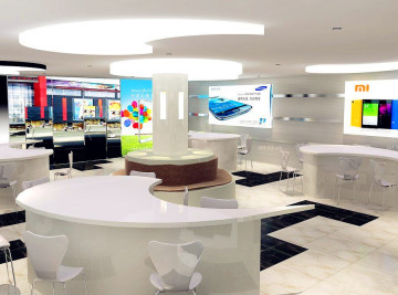 led lighting wood glass mobile phone display counter