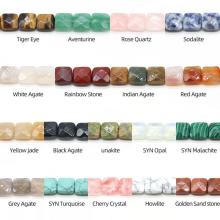 Natural Stone Faceted Square Loose Beads Gemstone Crystal Loose Beads for Diy Jewelry Making 20CM a String, Size 12x12x6MM