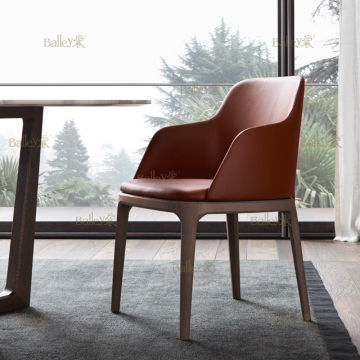 Modern Design Solid Wood Leg Leather Dining Chairs - High Quality and Comfort