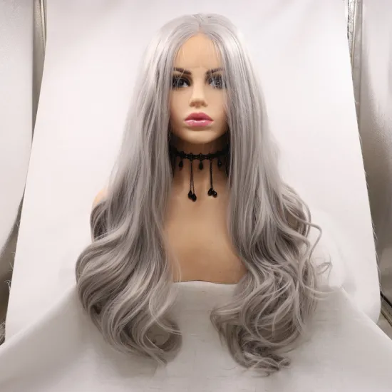 Vigorous mono long premium high quality straight wholesale black women synthetic hair wigs with lace front