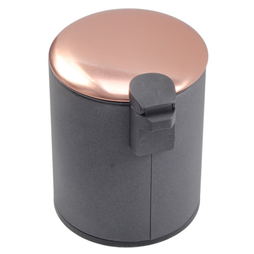 Copper Lid Black Trash Can with Toilet Brush