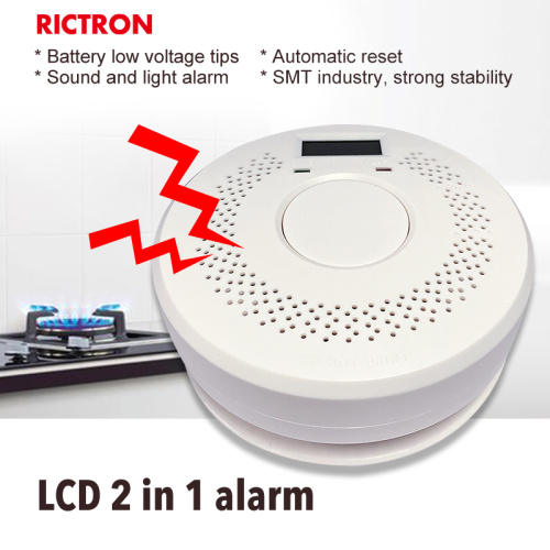 Detector de humo y CO de pantalla LCD de botón grande al por mayor de fábrica