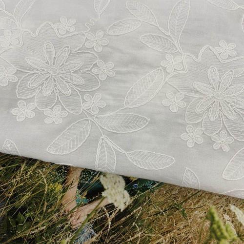 Magnificent Lilied Flower Cotton  Embroidery Fabric