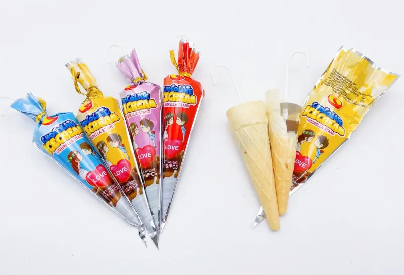 Umbrella-Shaped Chocolate Wafer Cone Candy