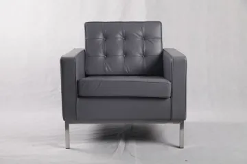 grey leather knoll sofa