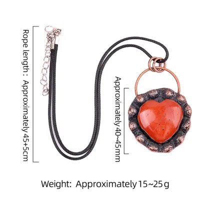 Yellow Tiger Eye Retro Red Copper Love Heart Retro Red Copper Pendant for Making Jewelry