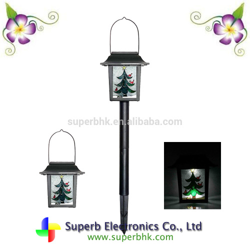 Solar Lawn Light with Christmas Tree Pattern Glass For Garden Decoration