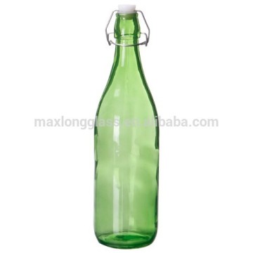 Glass jar bottles with spray green color and airtight stopper