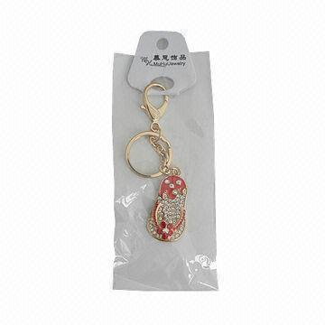 Customized key chain with shiny bronze plated with coin holder