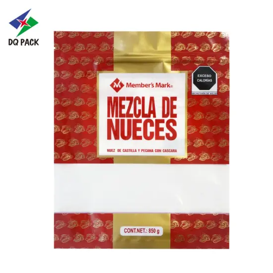 Stand Up Zipper Pouch for snack with window