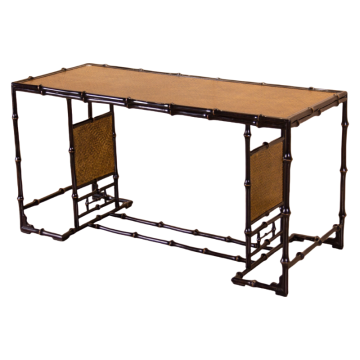Qiongzhu Modern Bamboo Dining Table - Black Structure with Yellow Mat