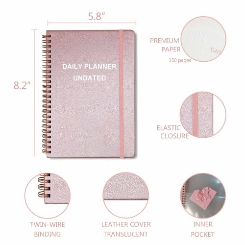 Daily Planner Personalized Custom A5 Undated Leather Daily Day Planner Factory