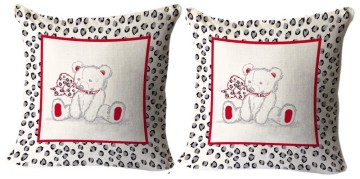 Polycotton Placed Design Teddy Cushion