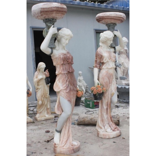 Baroque Style Human Size Marble Statues Pair