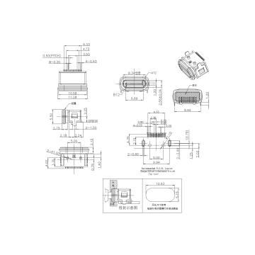 Type-C 16P Female Waterproof 90 SMT Connector