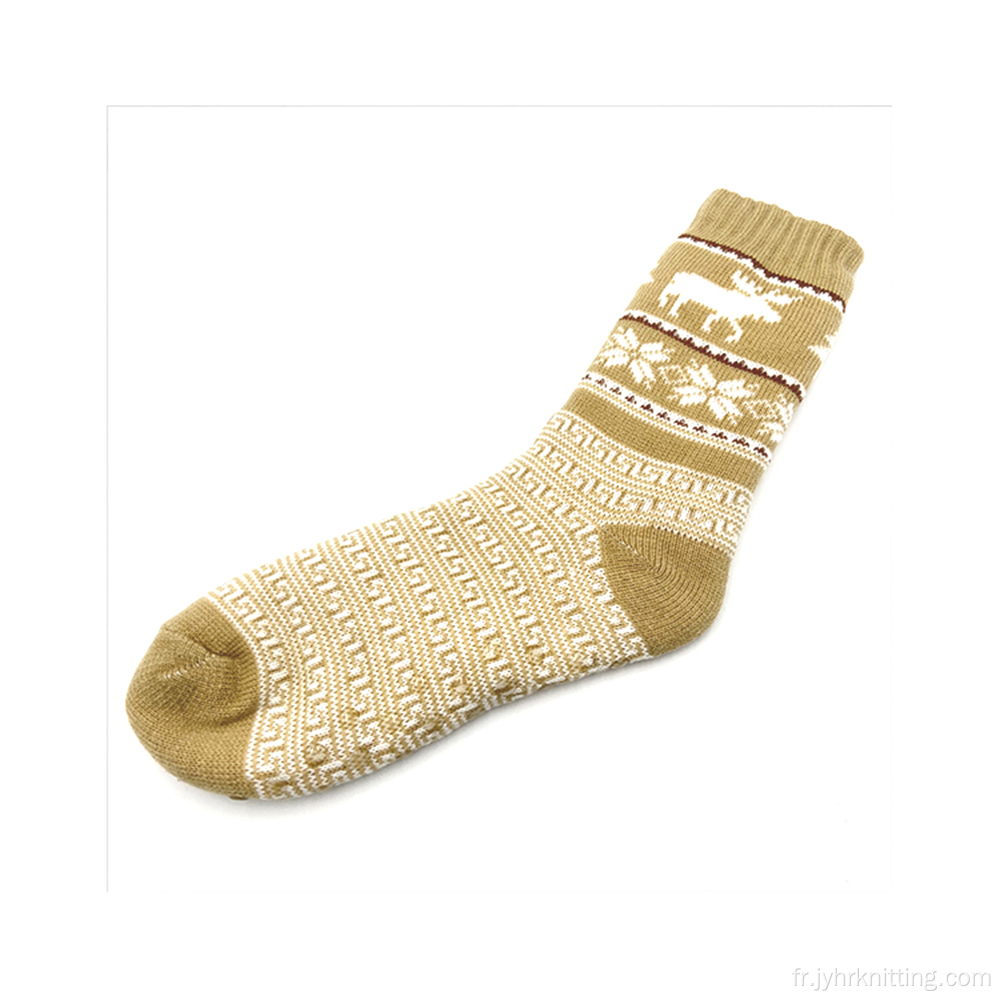 Épais chaussettes de glissement moelleuses au crochet intérieur hivernal