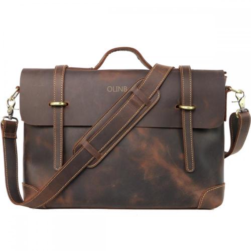 Custom Logo Business Men Leather Laptop Briefcase