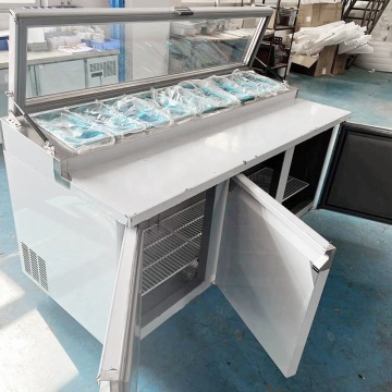NSF Certified Commercial Kitchen Appliances: Pizza Salad Bar, Sandwich Counter Display, Chiller, Fridge, Glass Top Prep Table, Refrigerator, Freezer