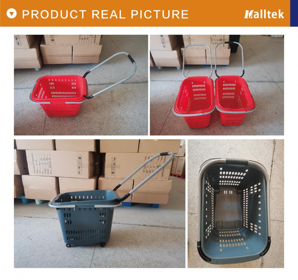 Multifunctional rolling plastic shopping basket Trolley