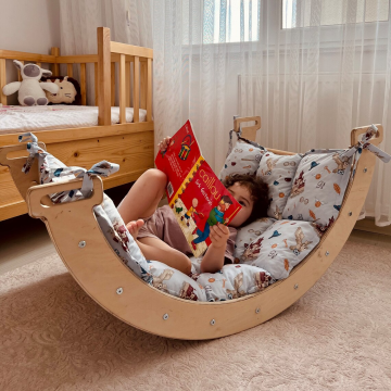 Wooden Baby Rocker and Climbing Ramp: A Versatile Kids Room Decor and Furniture Item