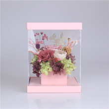 Vlastní logo Pink Black Rectangular Transparent Flower Box